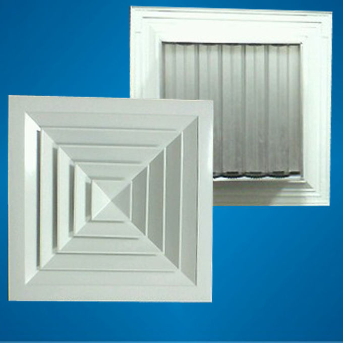 Four Way Low Resistance Ceiling Air Diffuser 450x450mm Fit For Supply Airflow 0