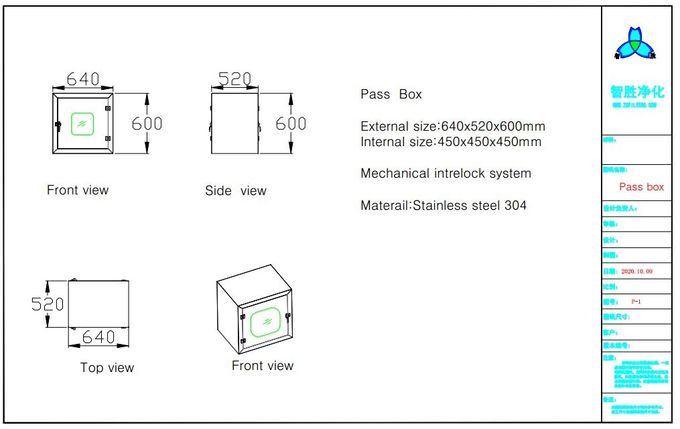 جعبه ضد زنگ مکانیکی فولاد ضد زنگ 304 Pass برای اتاق تمیز 0